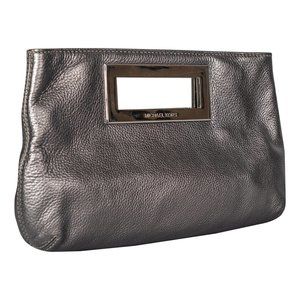 Michael Kors Metallic Silver Leather Berkley Clutch